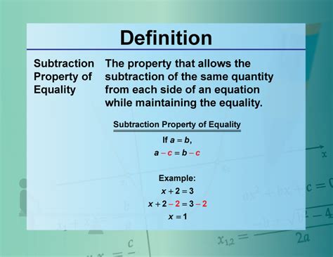 subtraction definition|definition subtraction property of equality.